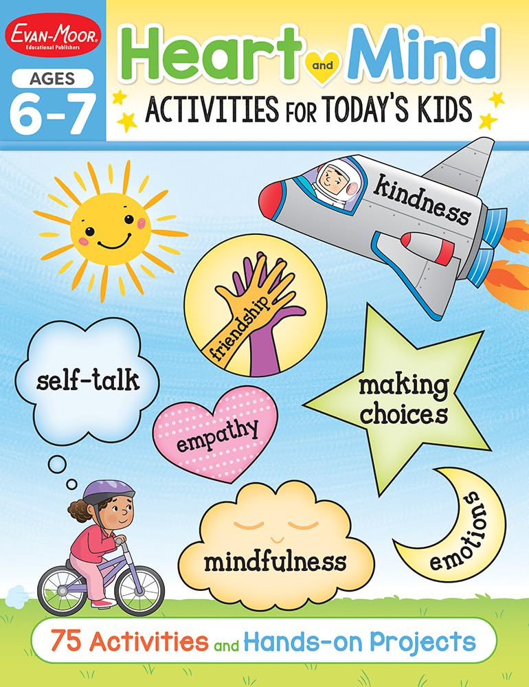 Evan - Moor Heart And Mind Activities For Today's Kids Workbook, Ages 6 - 7, Manage Emotions, Reduce Anxiety, Navigate Social Situations, Make Friends, Promotes Mental Health, Develop Empathy, Homeschool