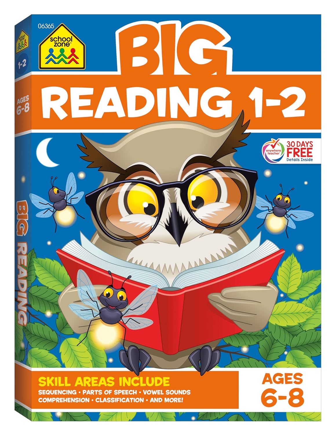 School Zone - Big Reading 1 - 2 Workbook - 320 Pages, Ages 6 to 8, 1st Grade, 2nd Grade, Story Order, Parts of Speech, Comprehension, Phonics, Vowels, and More (School Zone Big Workbook Series)